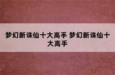 梦幻新诛仙十大高手 梦幻新诛仙十大高手